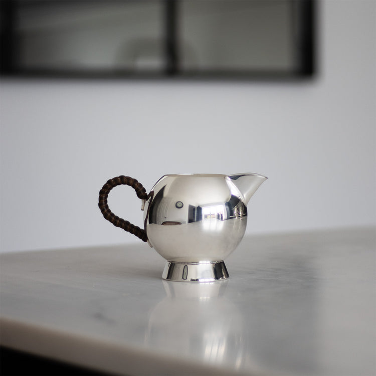 Silver Plated Spheres Cream Jug Wicker Handle - Nick Munro
